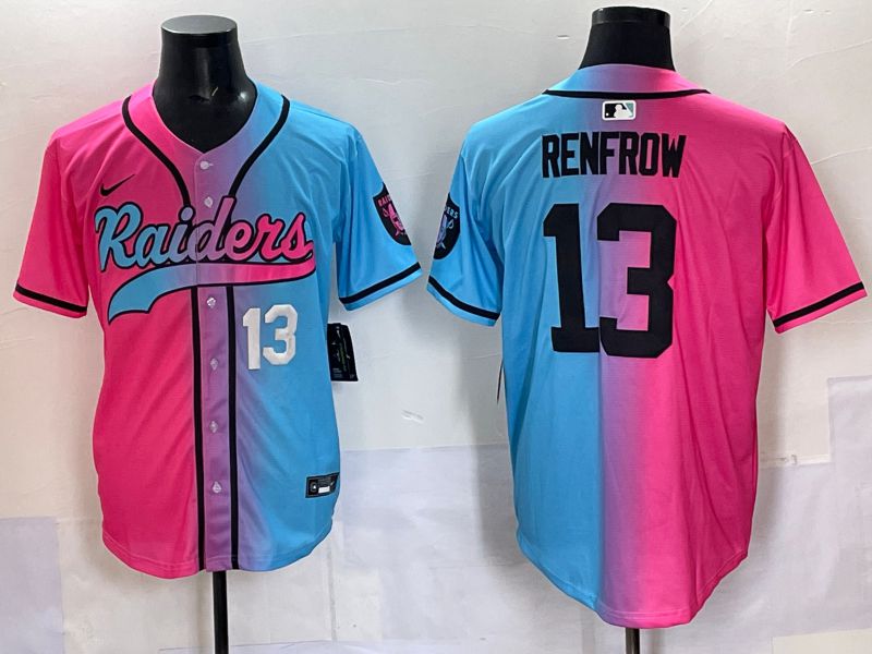 Men 2025 Oakland Raiders 13 Renfrow Blue pink Nike Limited NFL Jersey 005